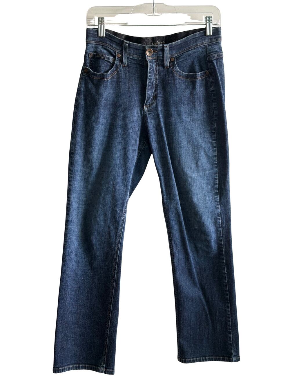 Lee Women’s Stretch Comfort Waistband Jeans Size 6 Short Blue Straight Leg